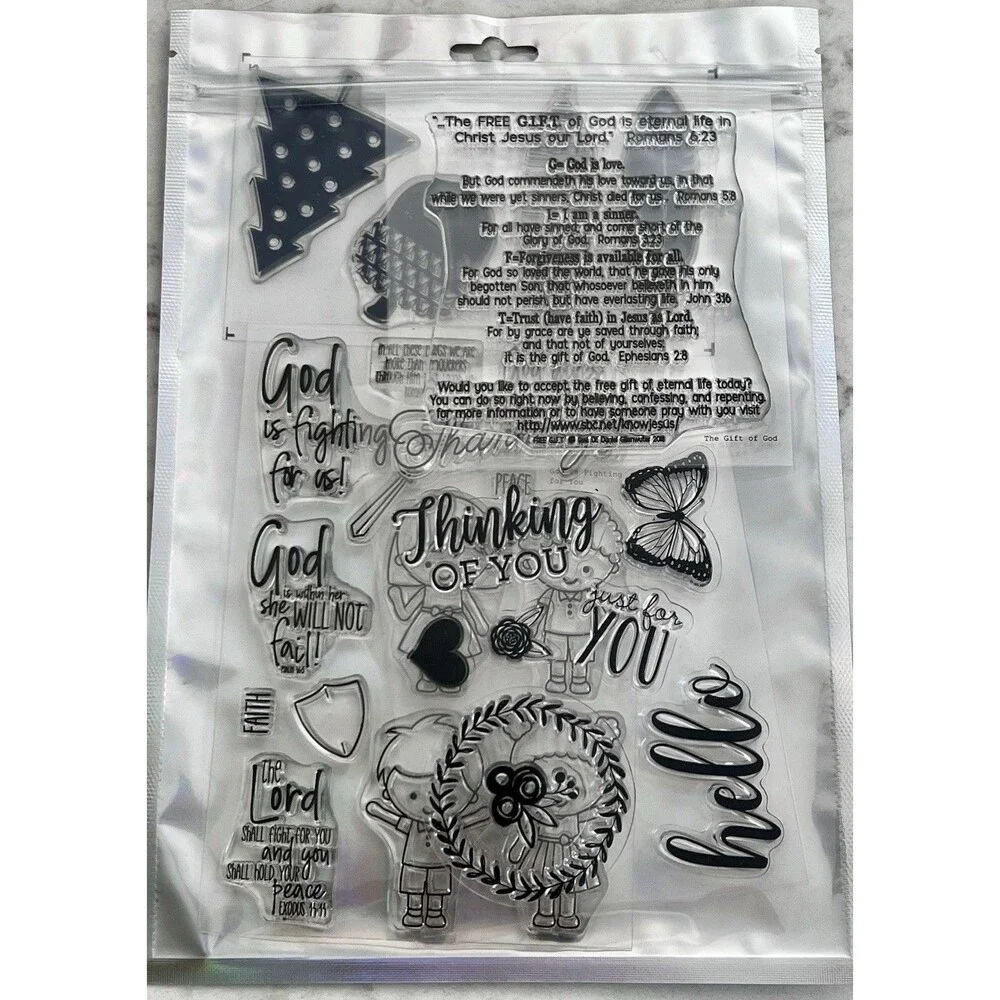 (Set Of 4) Christian Clear Stamp Bundle For Scrapbooking & Card Making